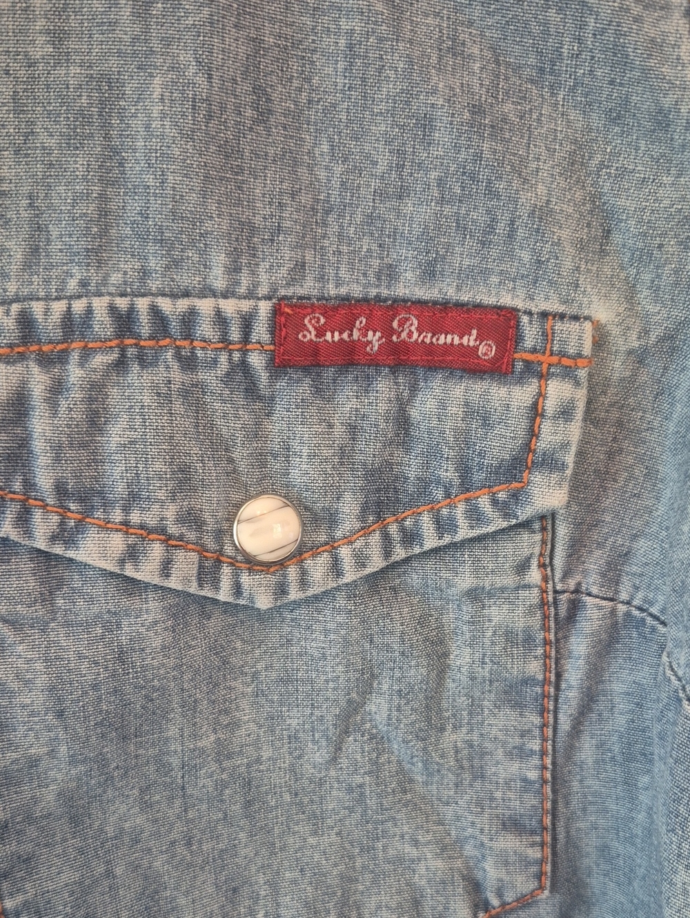 Lucky Brand RARE Dungarees Denim western shirt snap buttons jeans - Picture 14 of 14